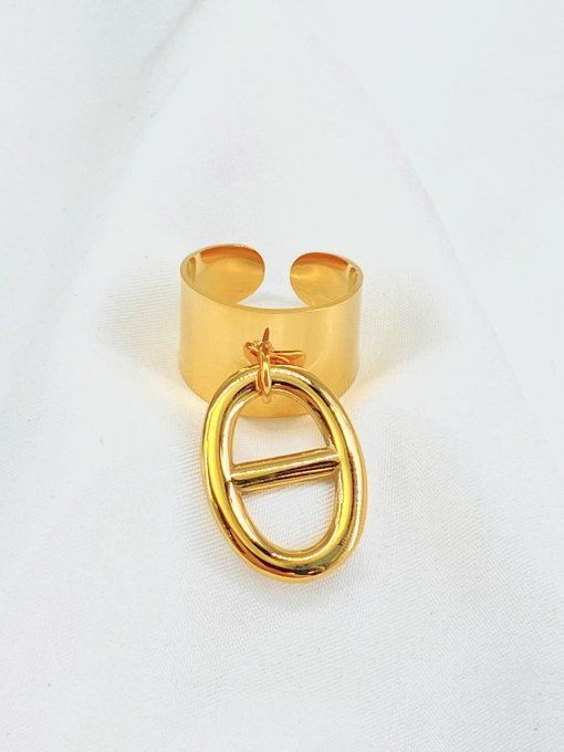 Bague réglable pampille doré grain de café 
