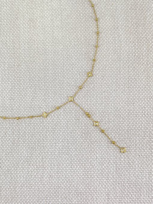 Collier en Y tendance doré en acier inoxydable sans plomb 