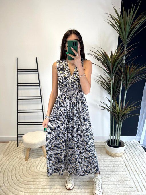 Robe magique Tropicale noire ou bleue marine convient du 36 au 52