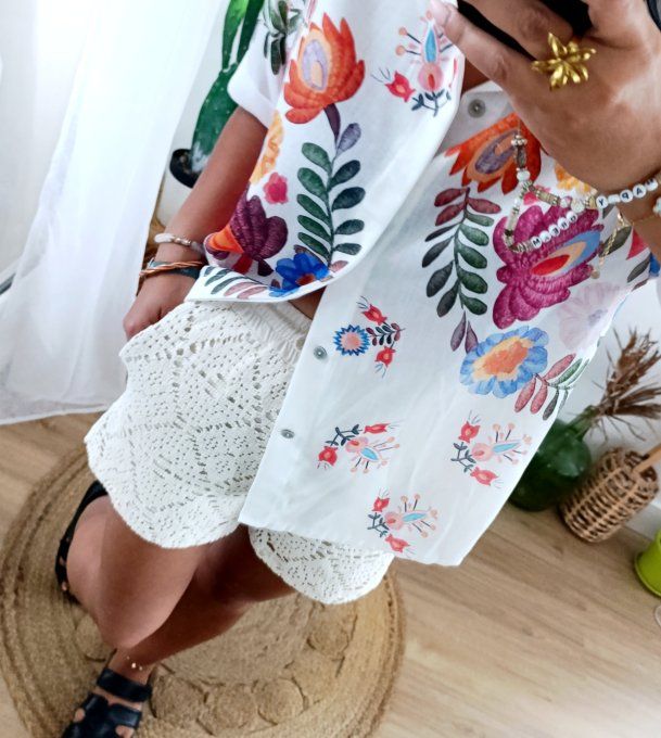 Short en crochet beige doublé t.u 36/40