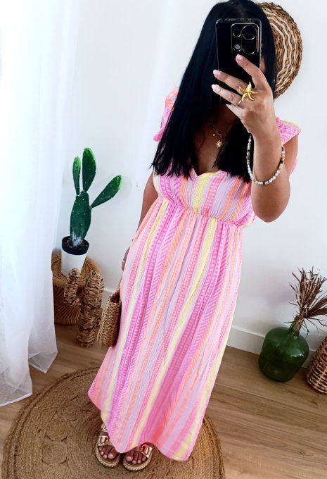 Joli robe longue en gaze de coton t.u 36/42