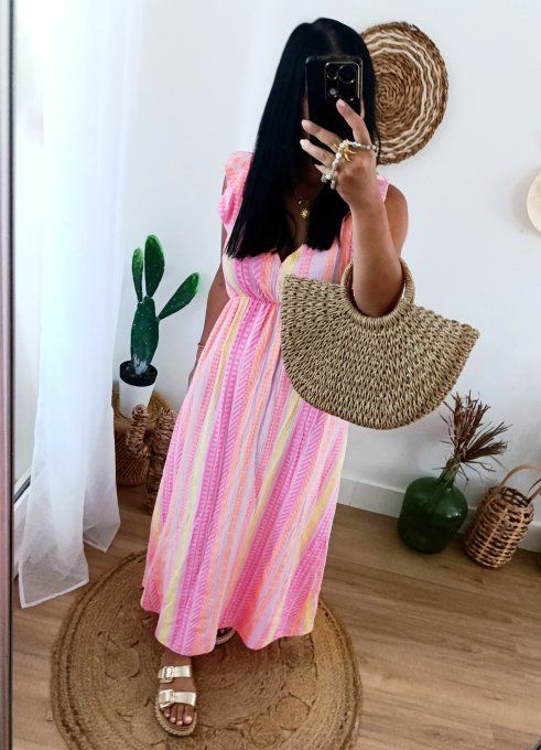 Joli robe longue en gaze de coton t.u 36/42