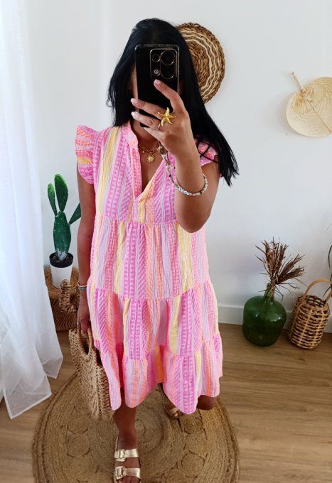 Joli robe longue en gaze de coton t.u 36/42 - Copie