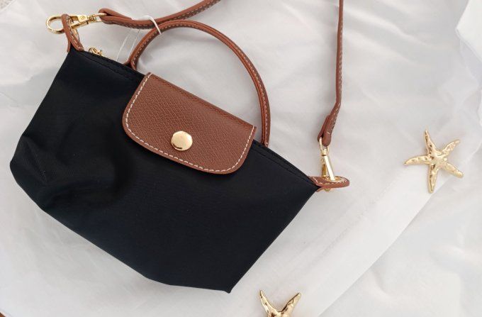 Mini sac pliable dupe style longchamp noir ou blanc 