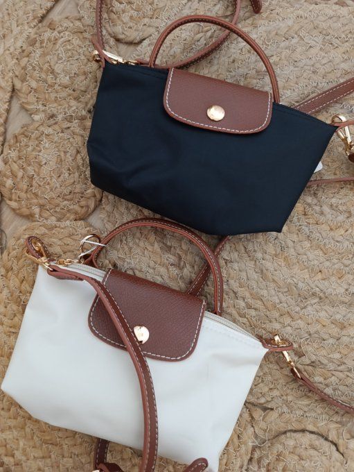 Mini sac pliable dupe style longchamp noir ou blanc 