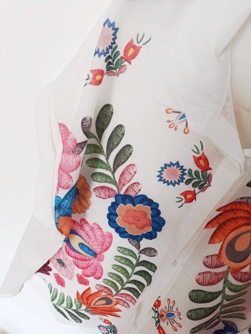 Chemise flower oversize effet lin t.u 36/44 en coton 