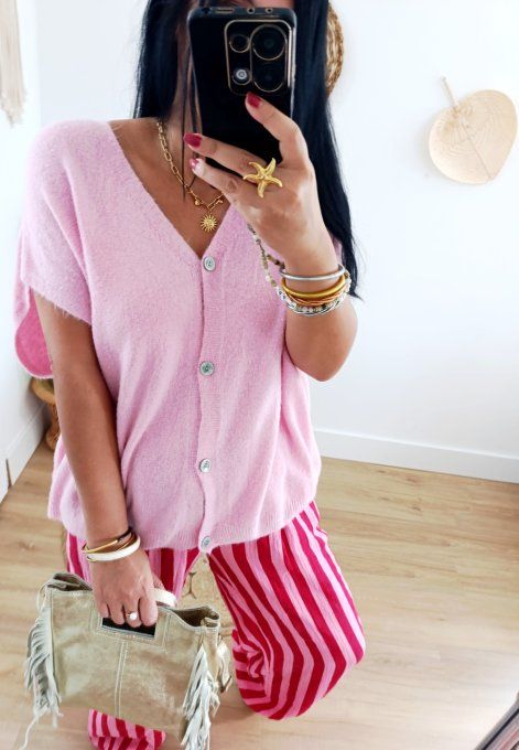 Beau gilet rose oversize 36/36