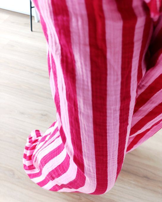 Pantalon rayé rouge et rose en gaz de coton taille unique 36 42