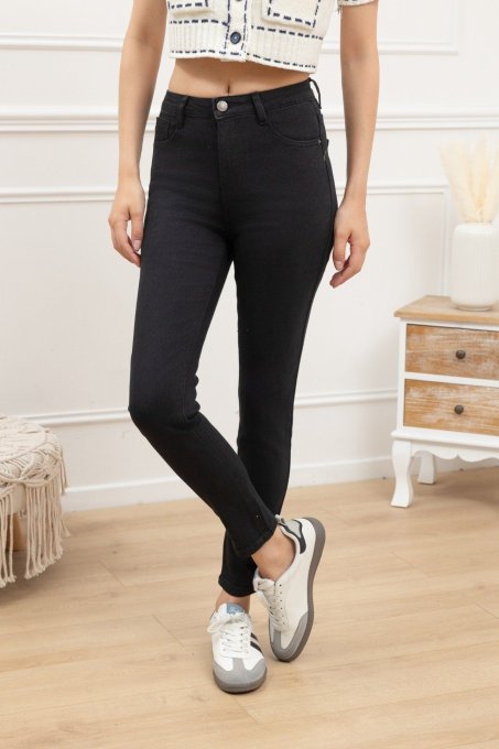 Jean slim noir confortable taille XS au XL 