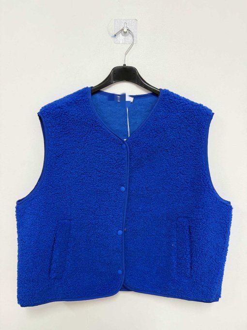 Gilet sans manche moumoute bleu royal t.u 36/44