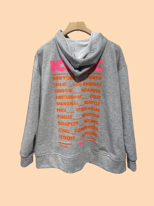 Sweat à capuche ICONIC blanc ou gris t.u 36/42