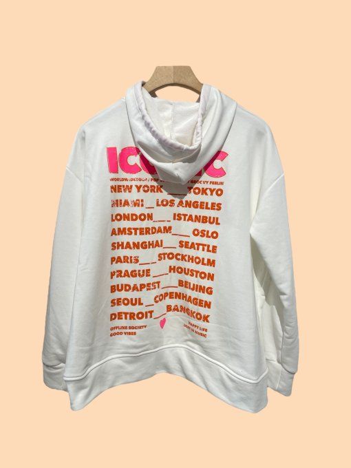 Sweat à capuche ICONIC blanc ou gris t.u 36/42