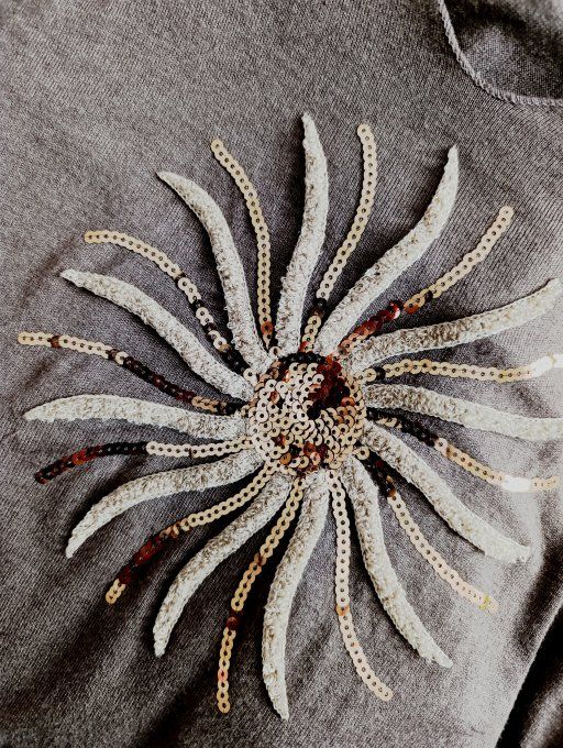 Pull marron soleil avec sequins t.u 36/42