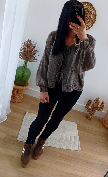 Gilet marron à nouer devant t.u 36/42
