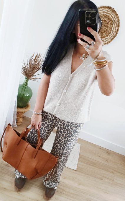 Pantalon imprimé animal irisé t.u 36/42