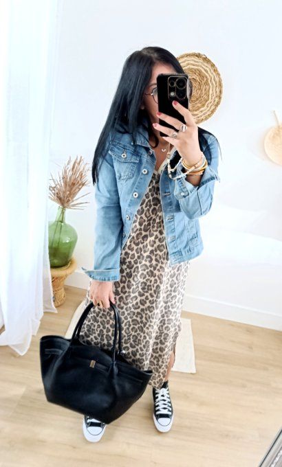 Belle robe longue imprimé animal irisé t u 36/42
