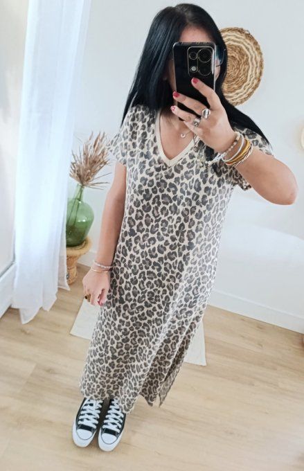 Belle robe longue imprimé animal irisé t u 36/42