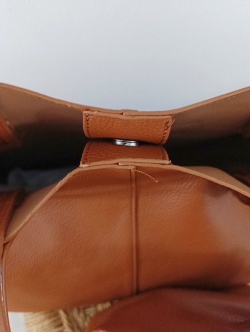 Grand sac camel esprit Polene simili 