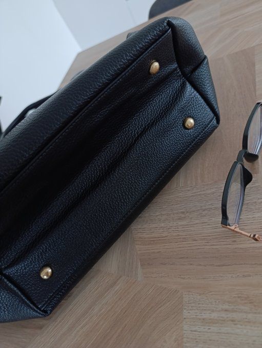 Grand sac noir esprit Demellier simili avec pochette 