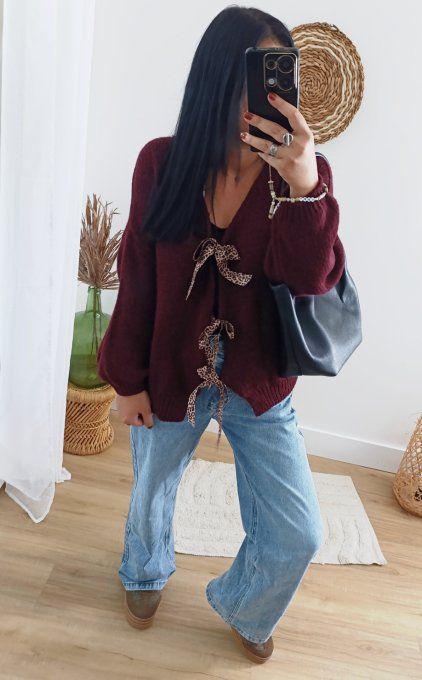 Gilet avec nœuds léopard trois coloris taille unique jusqu'au 44 46