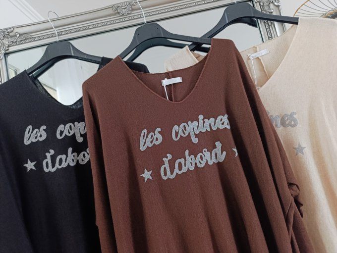Pull inscription les copines d'abord jusqu'au 46