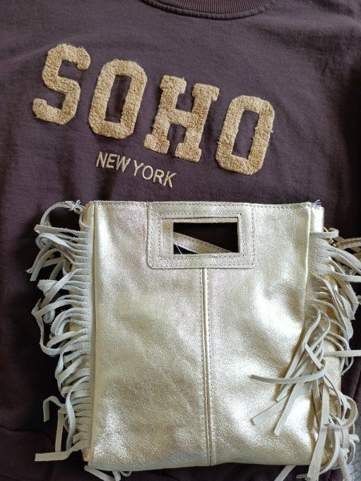 Sweat marron inscription SOHO en bouclettes t.u 36/42