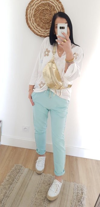 Jog coton avec liseré Bleu ou Beige t. Unique jusqu'au  42 