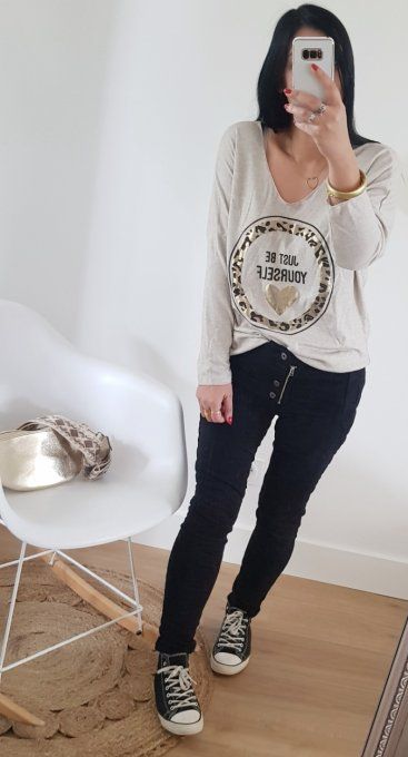 Pull just be yourself  beige jusqu'à la taille 44