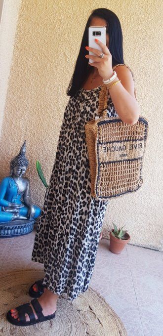 Sac été  inscription Rive Gauche matière naturelle et anses simili cuir . CAMEL - Format tote bag