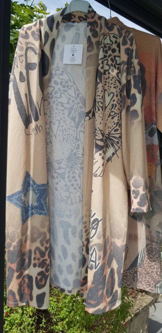 Gilet imprimé lurex tigre et étoile - T.U jusqu'au 44 46 