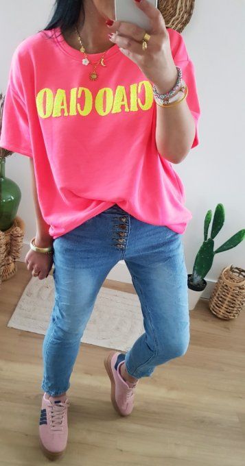 Sweat manches courtes inscription Ciao Ciao
