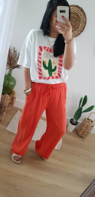 Pantalon avec LIN , poches sur le côté noir ou vert bresil - T.U jusqu'au 42 