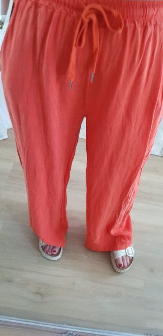 Pantalon avec LIN , poches sur le côté noir ou vert bresil - T.U jusqu'au 42 