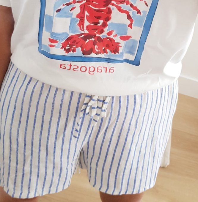 Short rayé bleu et blanc coton t.u jusqu'au 42 