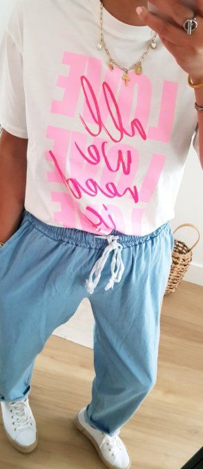 Pantalon effet jean coupe ample jusqu'au 44 t.u
