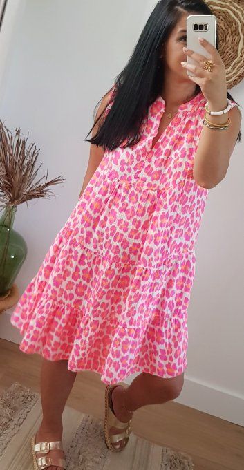 Belle robe gaze de coton imprimé animal flash t.u jusqu'au 44