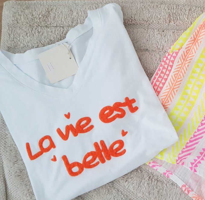 Tee shirt avec inscription la vie est belle jusqu'au 42 t.u