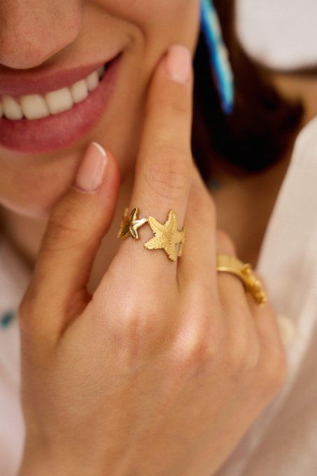 Bague étoiles de Mer réglable dorée