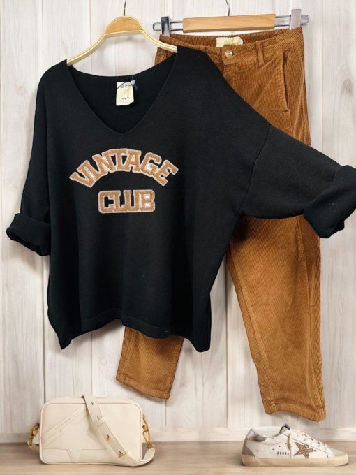April Vintage - Pull inscription Vintage club - taille unique jusqu'au 48