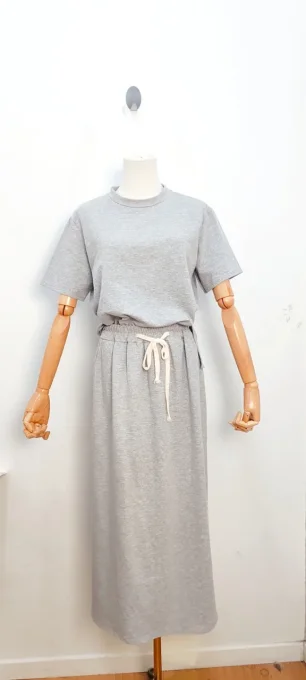 Ensemble top et jupe longue gris T.U jusqu'au 40