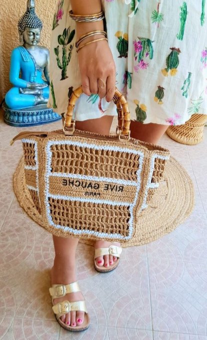 Sac estival inscription rive gauche petit format  inscription - noir ou blanc 