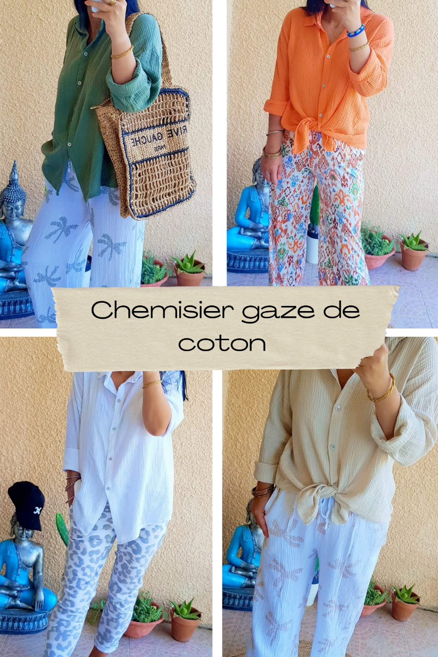 Chemisier gaze de coton taille unique 36 au 42