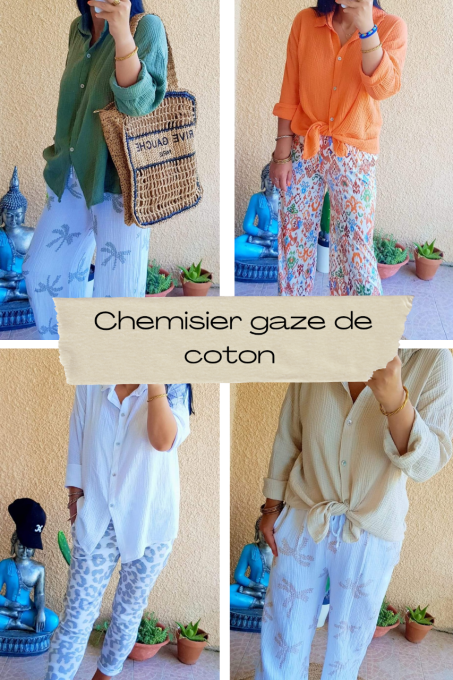 Chemisier gaze de coton taille unique 36 au 42