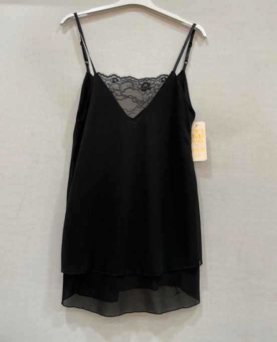 Top doublé bretelles réglables haut en dentelle  - Taille unique 34 au 38