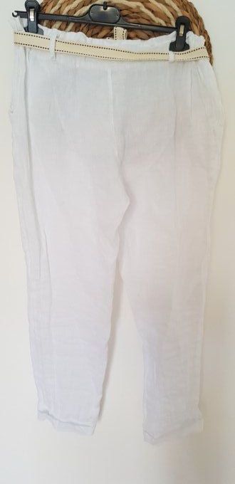 Pantalon lin blanc taille unique 38 40 42